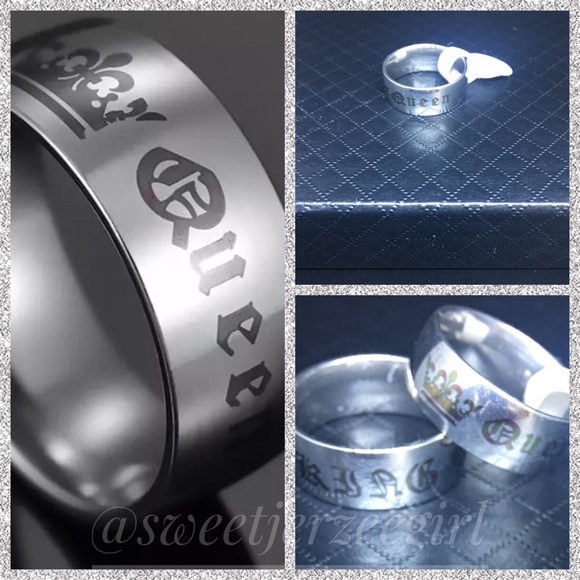 Jewelry Stainless Steel Silvertone Queen Band Ring Poshmark